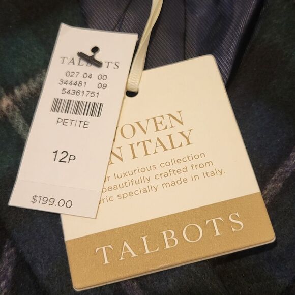 Talbots Classic Brushed Wool Plaid Double-Breasted  Blazer Size 12 P - Picture 6 of 7